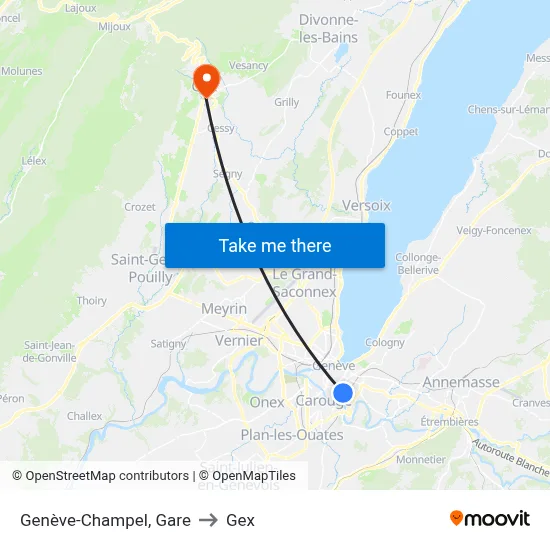 Genève-Champel, Gare to Gex map