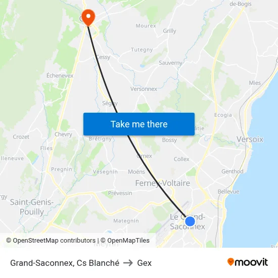 Grand-Saconnex, Cs Blanché to Gex map