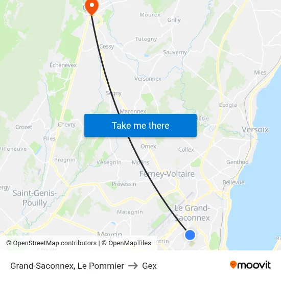 Grand-Saconnex, Le Pommier to Gex map