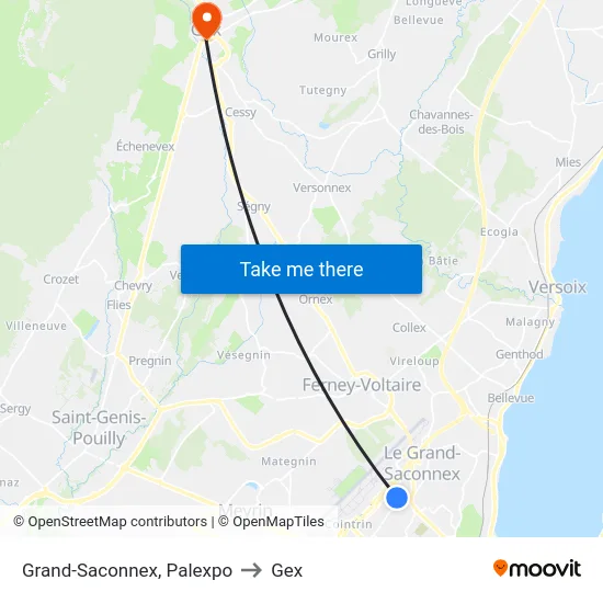 Grand-Saconnex, Palexpo to Gex map