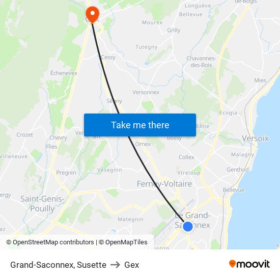 Grand-Saconnex, Susette to Gex map