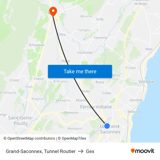 Grand-Saconnex, Tunnel Routier to Gex map