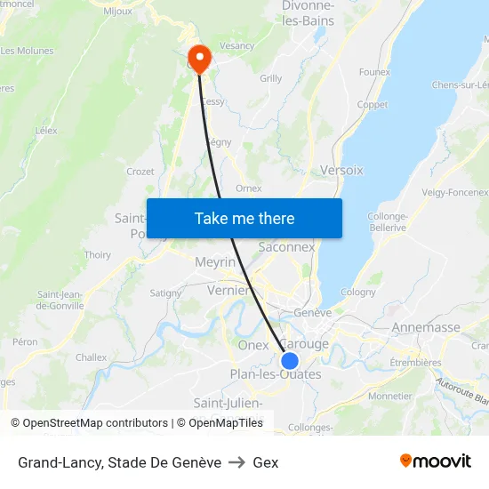 Grand-Lancy, Stade De Genève to Gex map