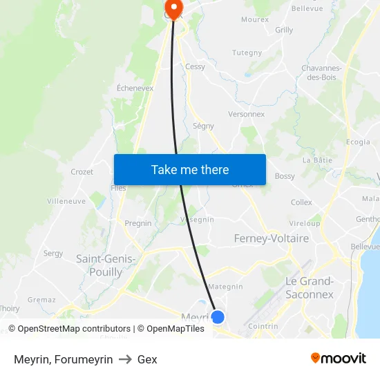 Meyrin, Forumeyrin to Gex map