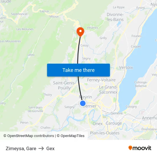 Zimeysa, Gare to Gex map