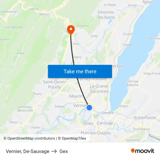 Vernier, De-Sauvage to Gex map