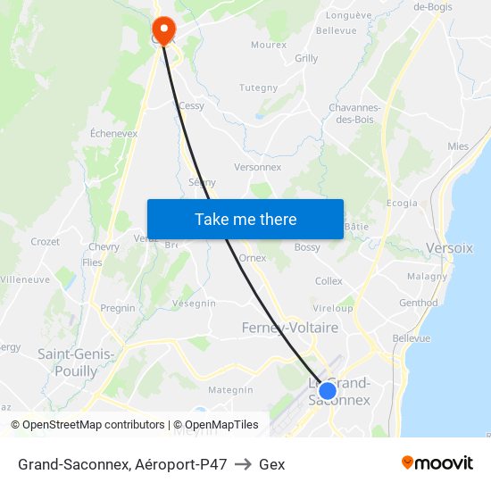 Grand-Saconnex, Aéroport-P47 to Gex map