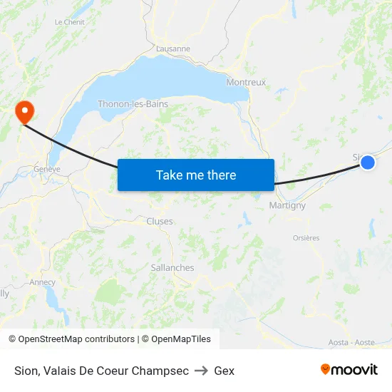 Sion, Valais De Coeur Champsec to Gex map