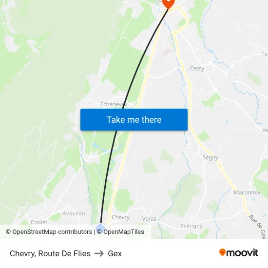 Chevry, Route De Flies to Gex map
