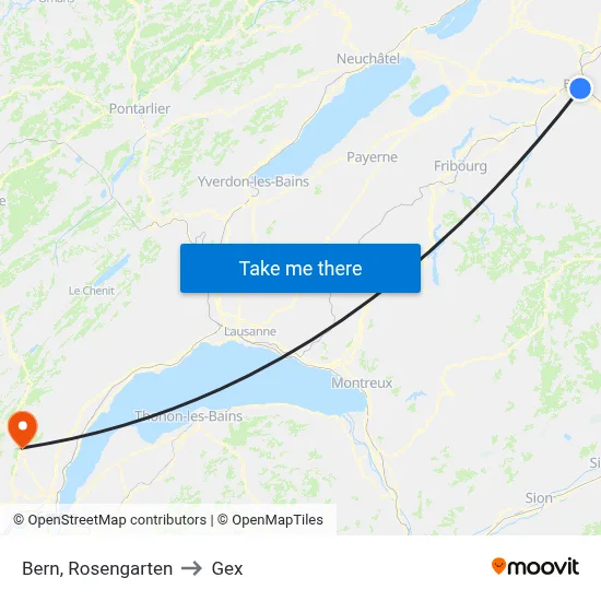 Bern, Rosengarten to Gex map
