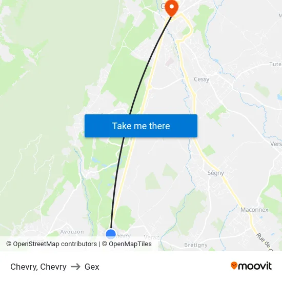 Chevry, Chevry to Gex map