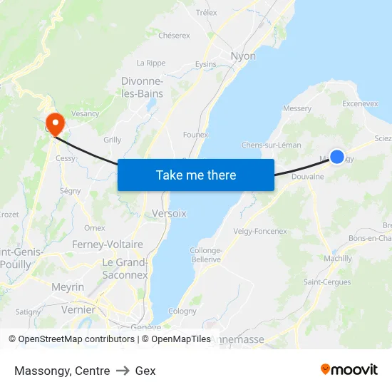 Massongy, Centre to Gex map