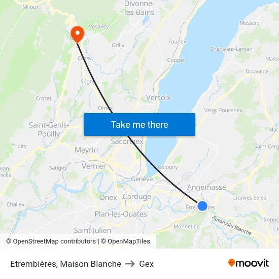 Etrembières, Maison Blanche to Gex map