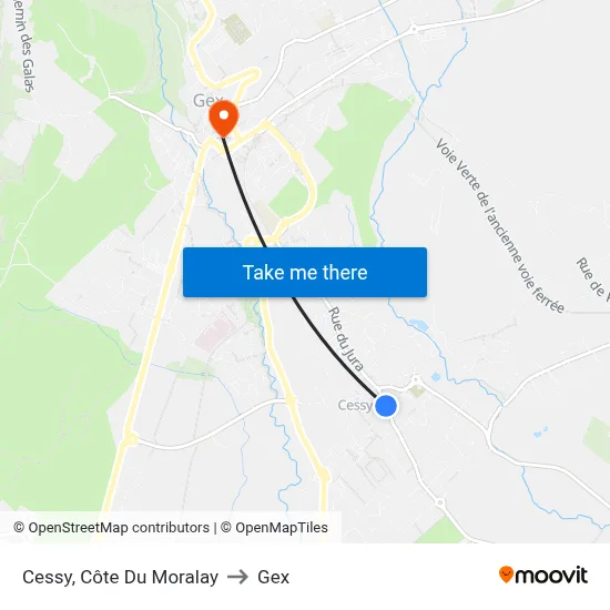 Cessy, Côte Du Moralay to Gex map