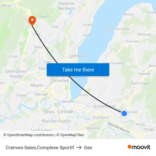 Cranves-Sales,Complexe Sportif to Gex map
