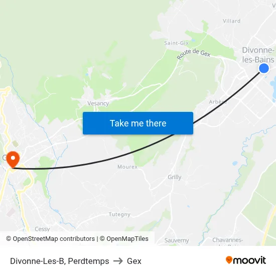 Divonne-Les-B, Perdtemps to Gex map