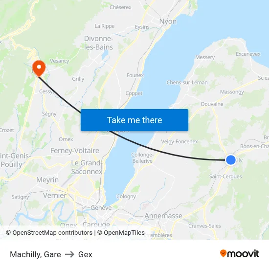 Machilly, Gare to Gex map