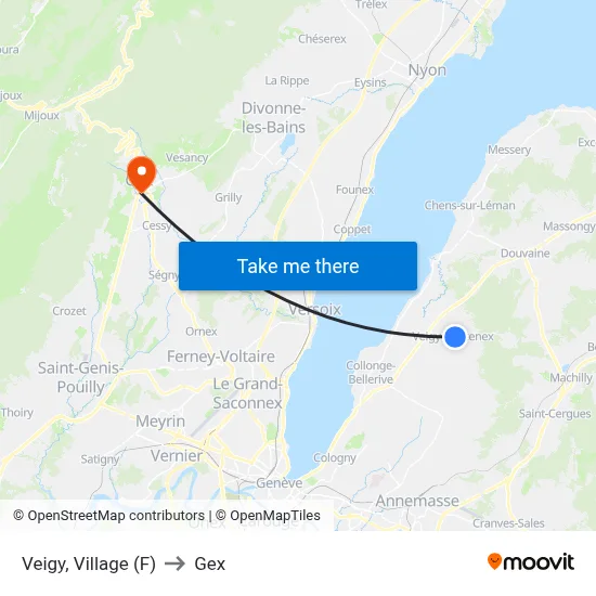 Veigy, Village (F) to Gex map