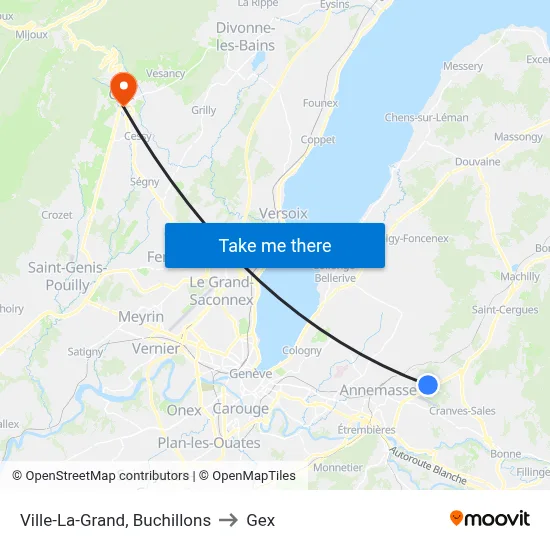 Ville-La-Grand, Buchillons to Gex map