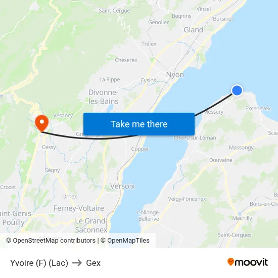 Yvoire (F) (Lac) to Gex map