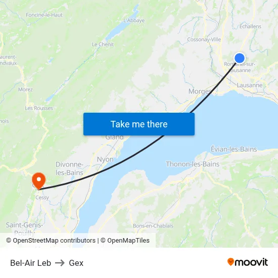 Bel-Air Leb to Gex map