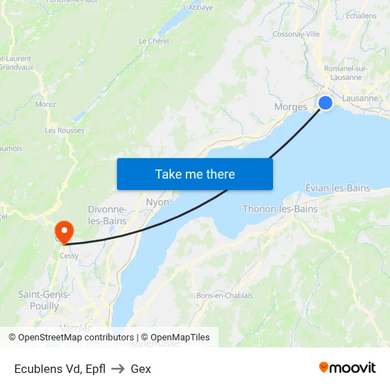 Ecublens Vd, Epfl to Gex map