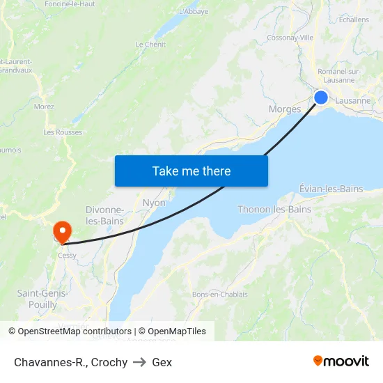 Chavannes-R., Crochy to Gex map