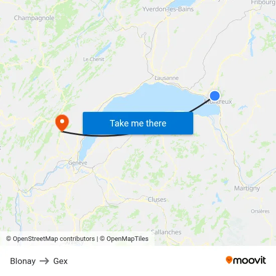 Blonay to Gex map