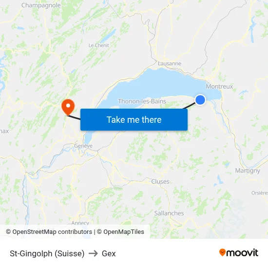 St-Gingolph (Suisse) to Gex map
