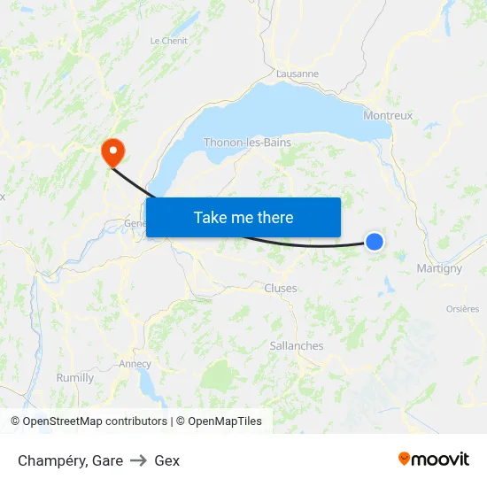 Champéry, Gare to Gex map