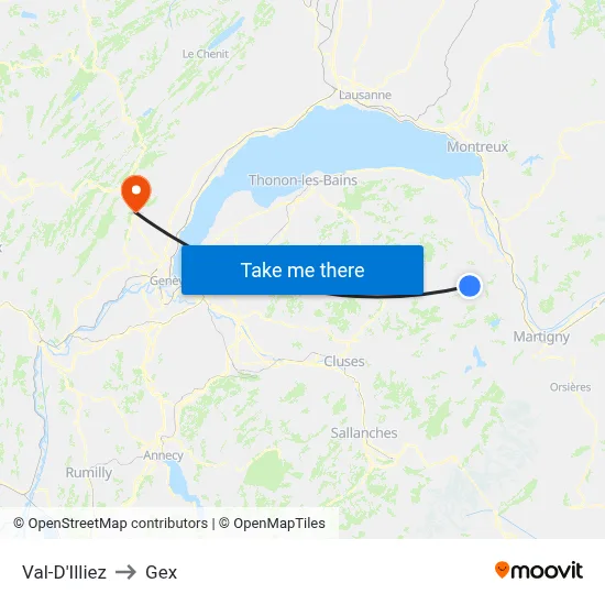 Val-D'Illiez to Gex map