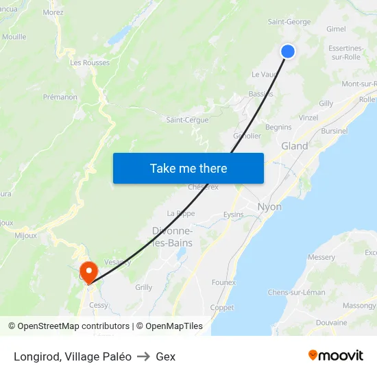 Longirod, Village Paléo to Gex map