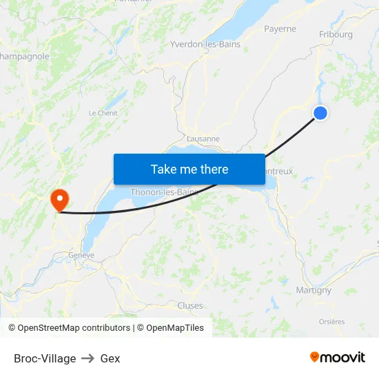 Broc-Village to Gex map