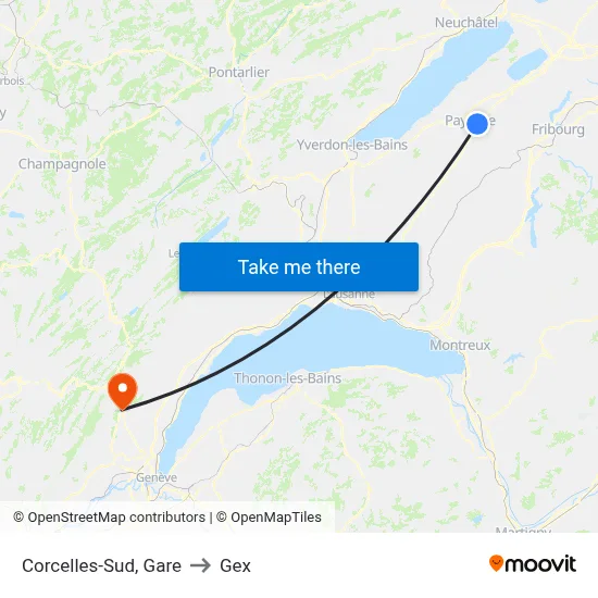 Corcelles-Sud, Gare to Gex map