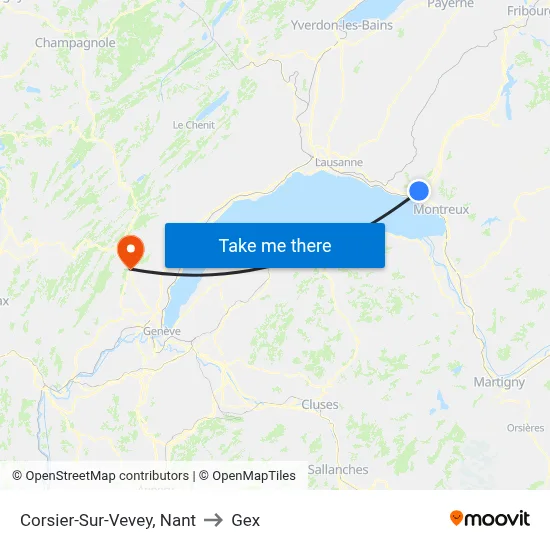 Corsier-Sur-Vevey, Nant to Gex map