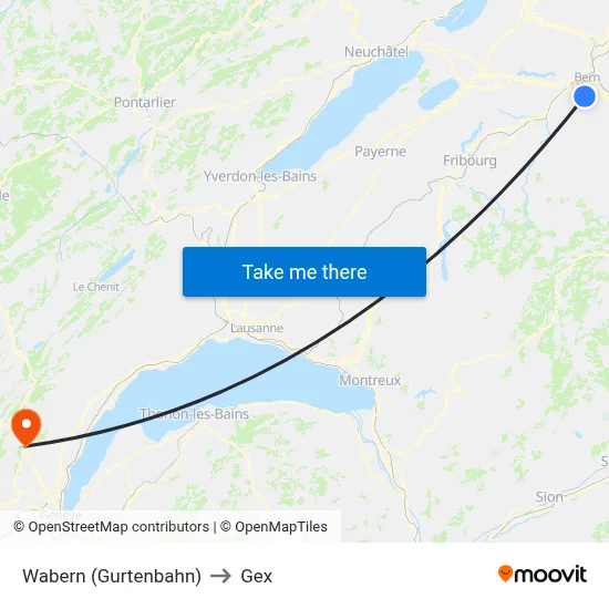 Wabern (Gurtenbahn) to Gex map