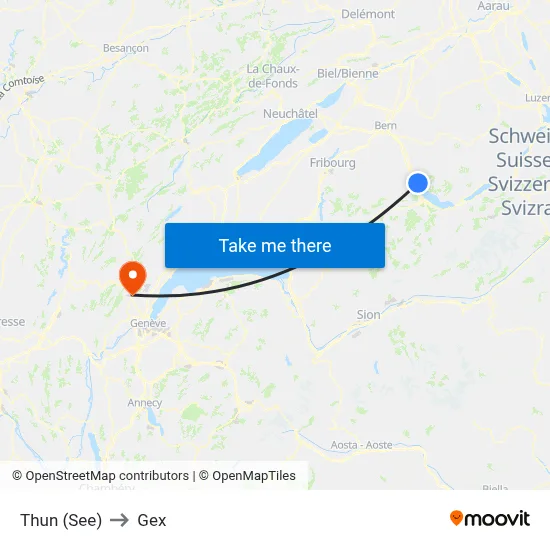 Thun (See) to Gex map