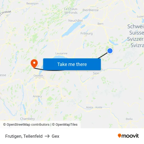 Frutigen, Tellenfeld to Gex map