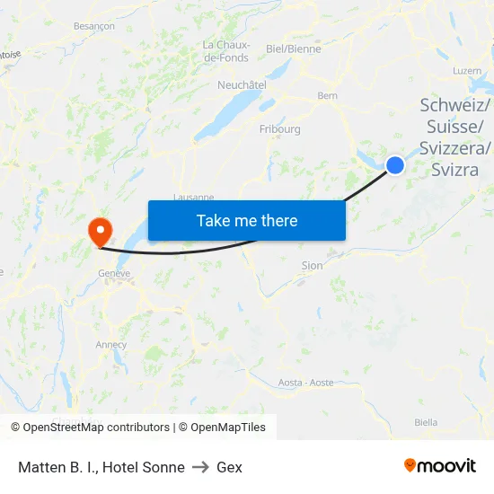 Matten B. I., Hotel Sonne to Gex map