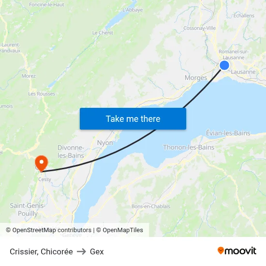 Crissier, Chicorée to Gex map