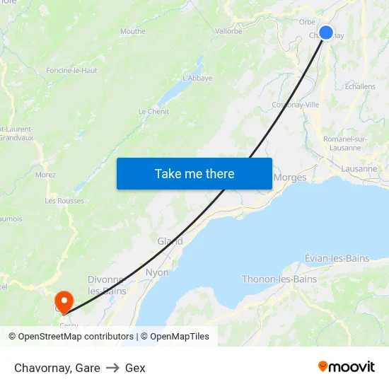 Chavornay, Gare to Gex map