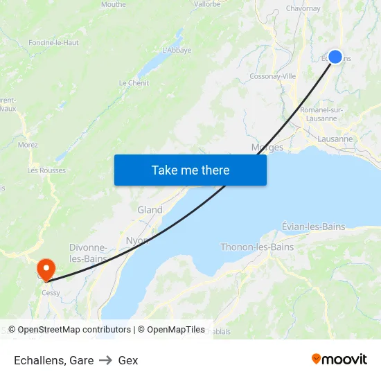 Echallens, Gare to Gex map