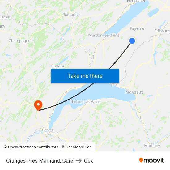 Granges-Près-Marnand, Gare to Gex map