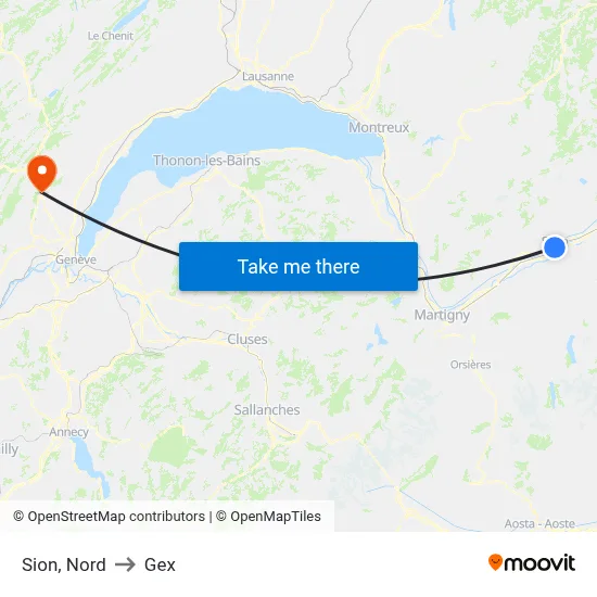 Sion, Nord to Gex map