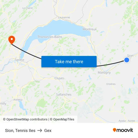 Sion, Tennis Iles to Gex map