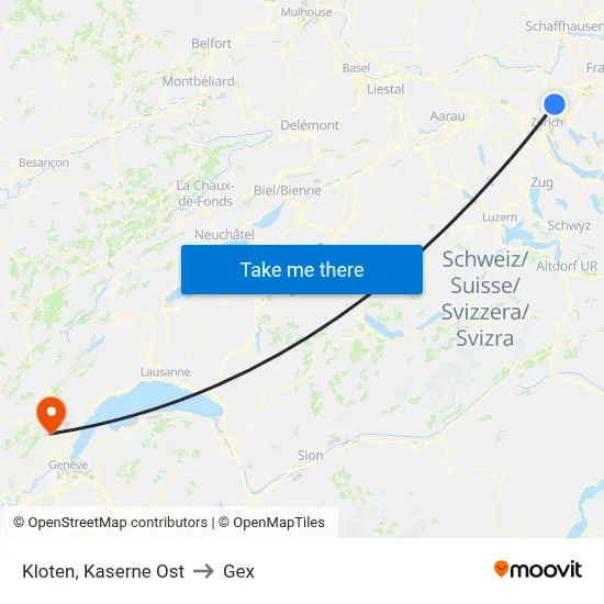 Kloten, Kaserne Ost to Gex map