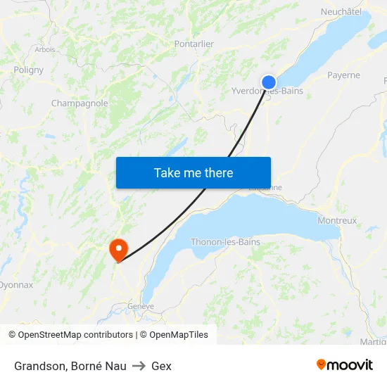 Grandson, Borné Nau to Gex map