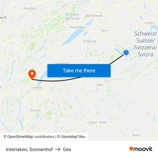 Interlaken, Sonnenhof to Gex map