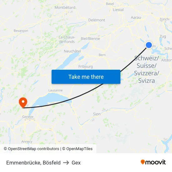 Emmenbrücke, Bösfeld to Gex map