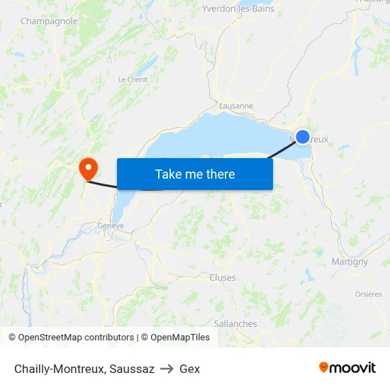 Chailly-Montreux, Saussaz to Gex map